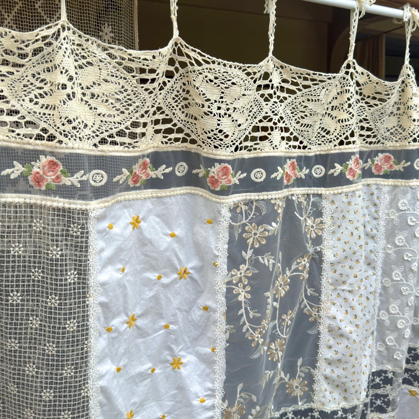 Vintage Handmade Patchwork Lace Cafe Curtains - UDreamHome