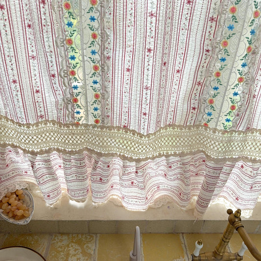 Vintage Patchwork Embroidered Floral Lace Curtain - UDreamHome