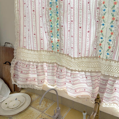 Vintage Patchwork Embroidered Floral Lace Curtain - UDreamHome