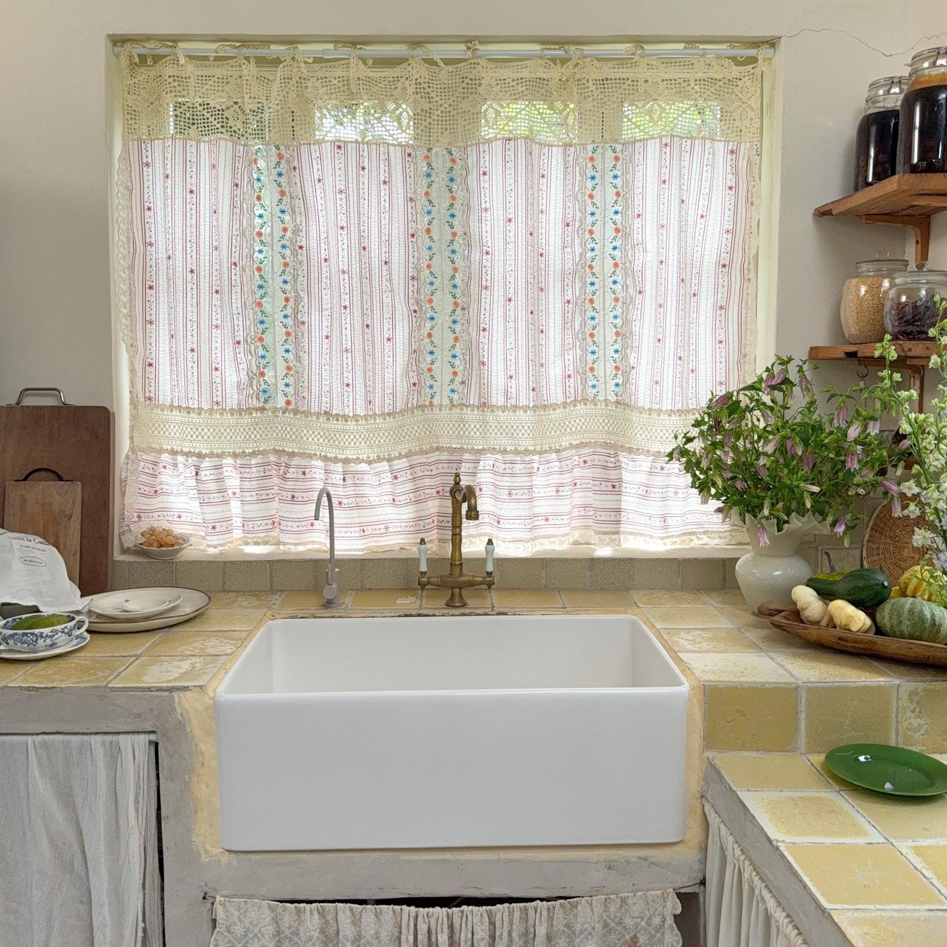 Vintage Patchwork Embroidered Floral Lace Curtain - UDreamHome