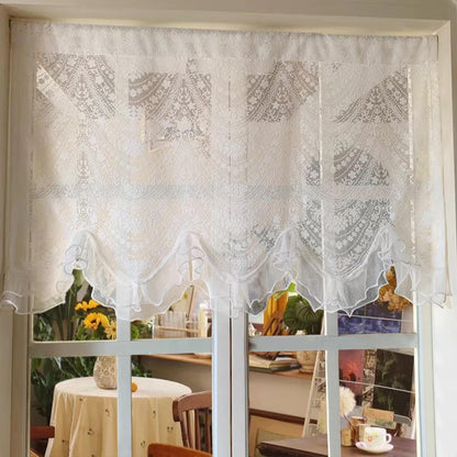 White Embroidered Lace Cafe Curtain - UDreamHome