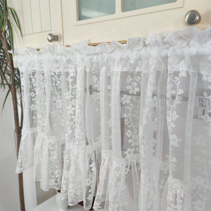 White Flower Garden Vines Jacquard Hollow Lace Sheer Curtains - UDreamHome