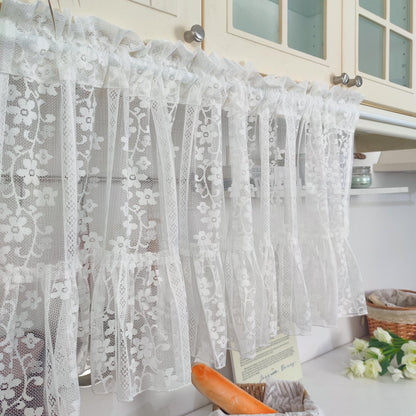 White Flower Garden Vines Jacquard Hollow Lace Sheer Curtains - UDreamHome