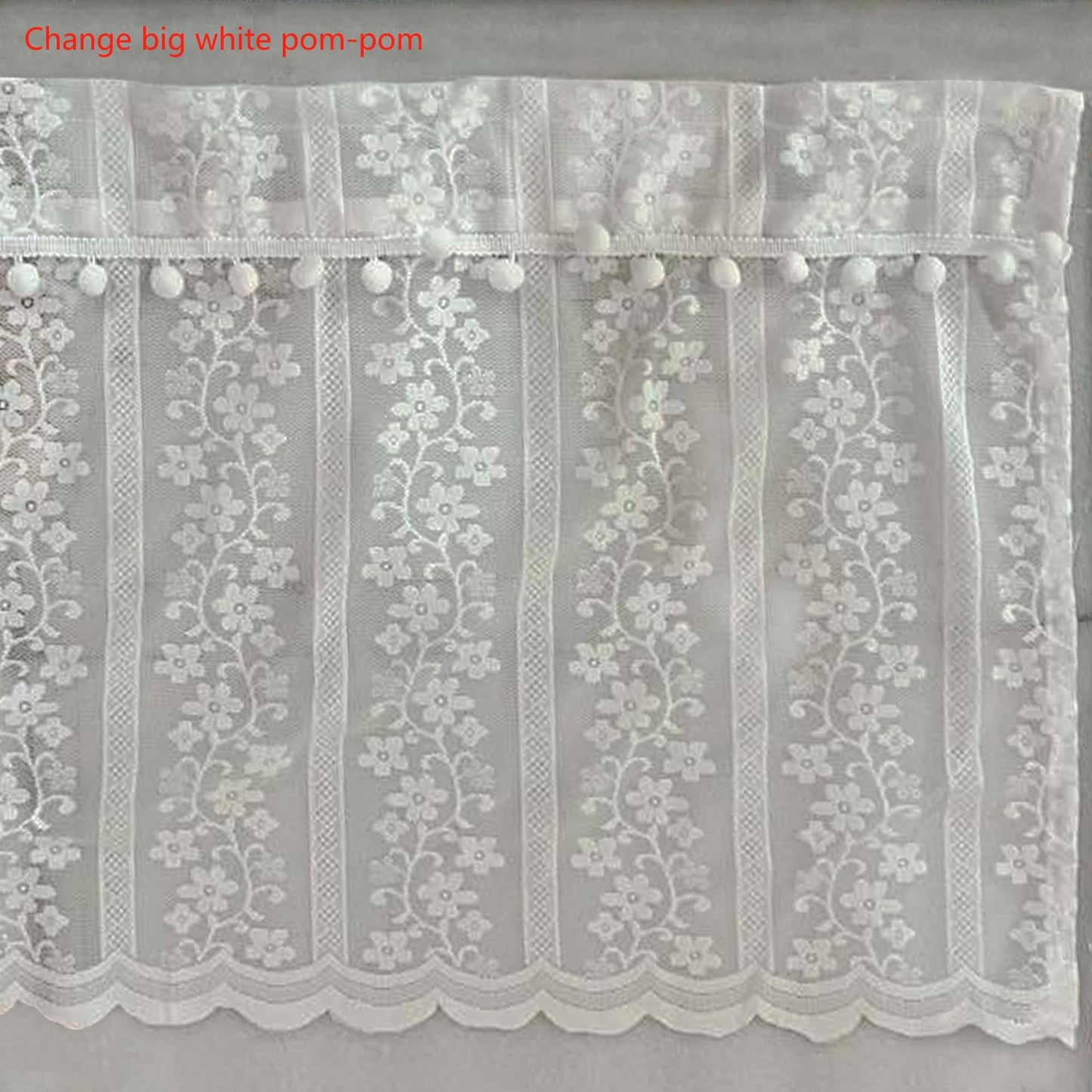 White Retro Embroidered Flower Short Curtain - UDreamHome