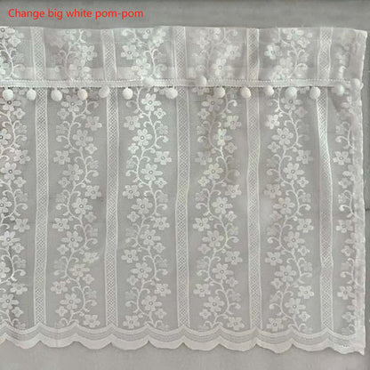 White Retro Embroidered Flower Short Curtain - UDreamHome