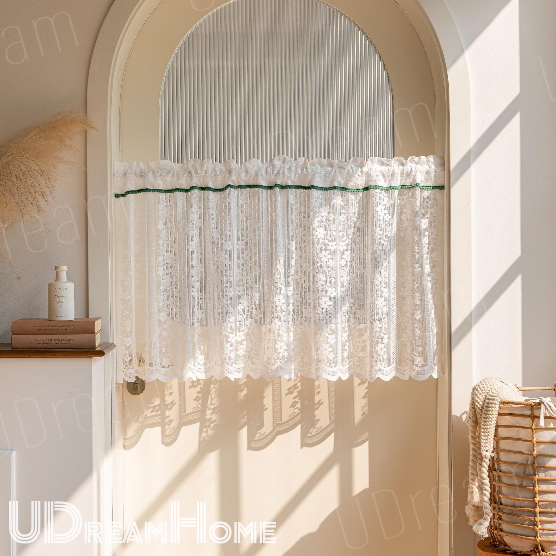 White Retro Embroidered Flower Short Curtain - UDreamHome