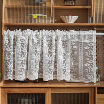 White Retro Embroidered Flower Short Curtain - UDreamHome