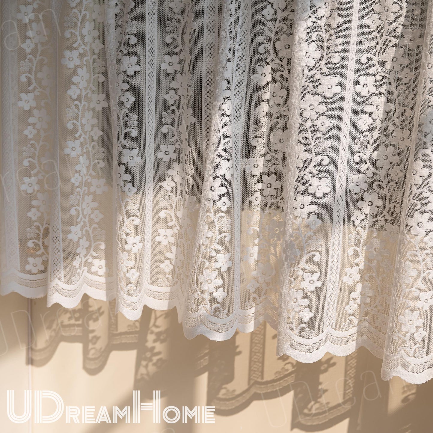 White Retro Embroidered Flower Short Curtain - UDreamHome