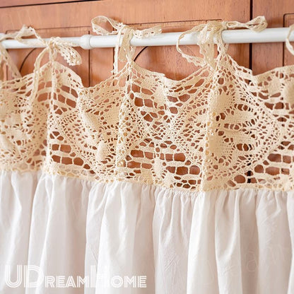 White Rustic Shabby Chic French Country Style Lace Curtains - UDreamHome