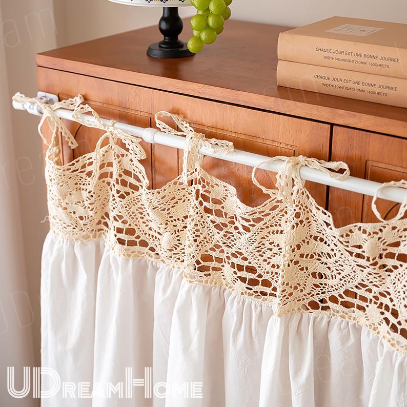 White Rustic Shabby Chic French Country Style Lace Curtains - UDreamHome