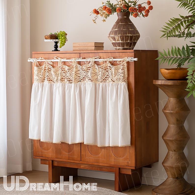 White Rustic Shabby Chic French Country Style Lace Curtains - UDreamHome