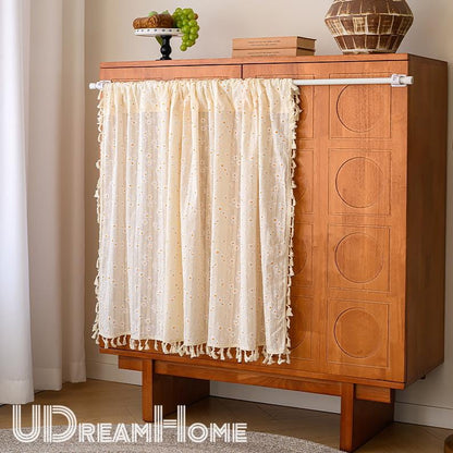 Yellow Orange White Daisy Flower Cotton Linen Curtain with Tassel - UDreamHome