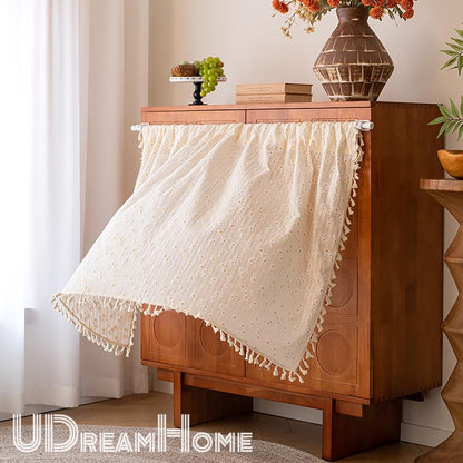 Yellow Orange White Daisy Flower Cotton Linen Curtain with Tassel - UDreamHome